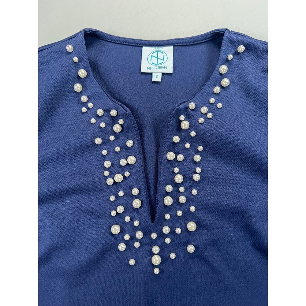 New Tracy Negoshian Payton Navy Long Sleeve Shift Dress (Women's S) - MSRP $150 - Picture 3 of 12